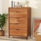 Cherry MDF 5 Drawer Dresser with Metal Legs and Anti Tipping Kit